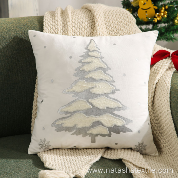 Gold towel embroidery Christmas tree pillow cover